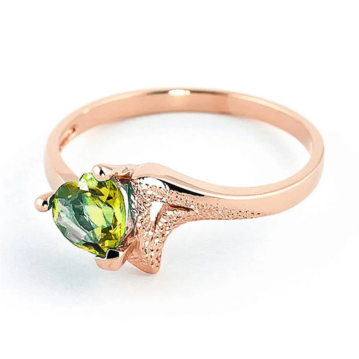 0.6 Carat 14K Solid Rose Gold Ring Natural Peridot