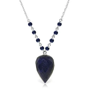 14 Carat 14K Solid White Gold Seductively Infinite Sapphire Necklace