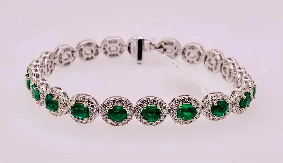 14K Emerald and Diamond Bracelet