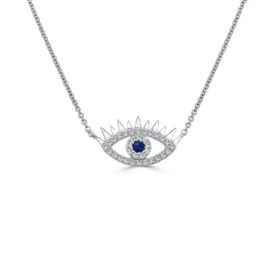 14k Gold & Diamond Evil Eye Necklace - 0.09ct