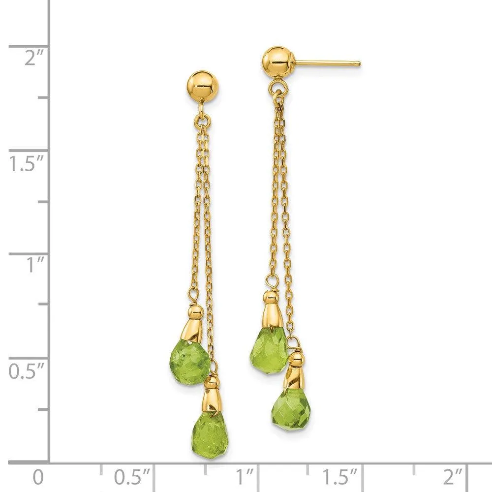 14k Peridot Dangle Earrings