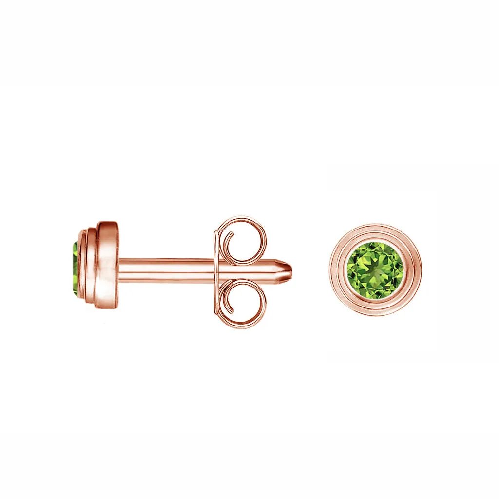 14K Rose Gold Peridot Birthstone Stud Earrings