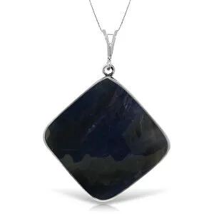 14K Solid White Gold Necklace Sapphire Gemstone