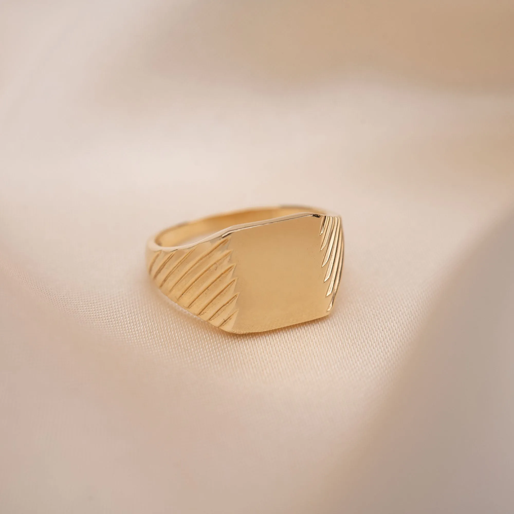 14k Square Signet Ring