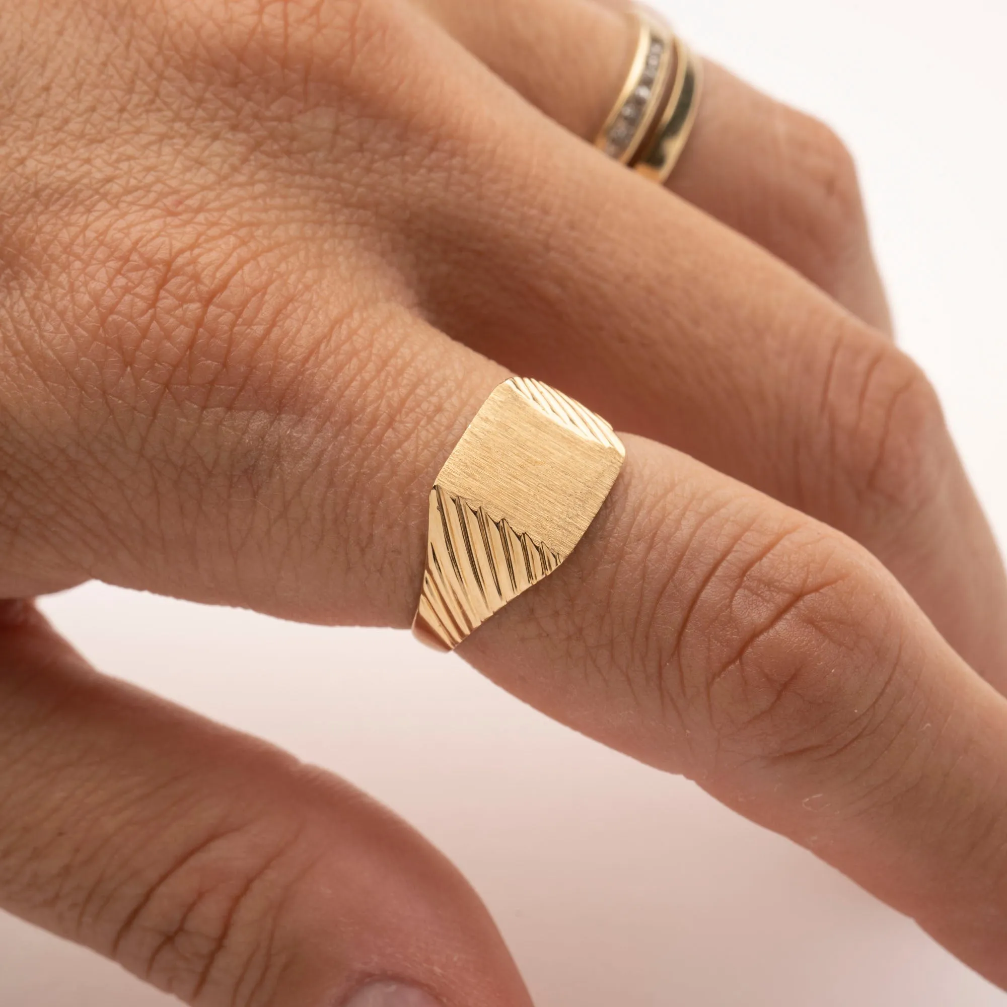 14k Square Signet Ring