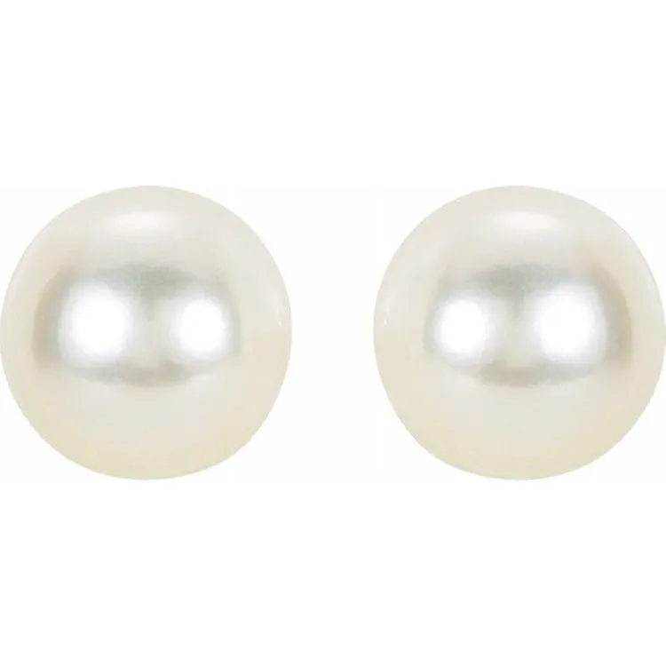 14K White 7 mm Cultured White Akoya Pearl Earrings