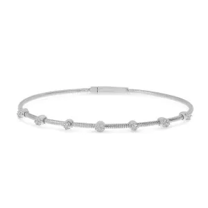 14K White Gold 0.18cttw. Diamond 7 Station Flexible Bracelet