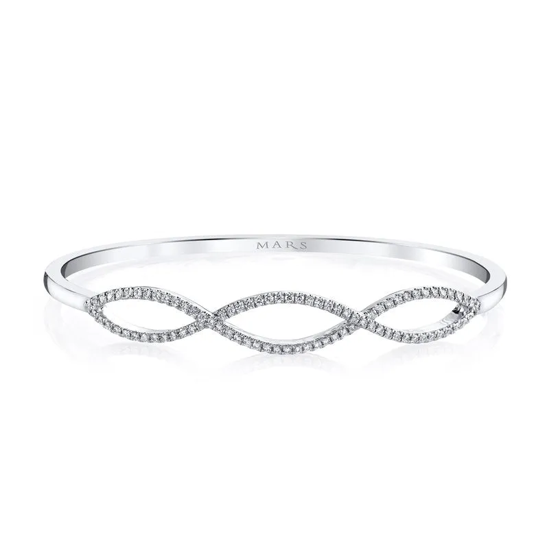 14K White Gold 0.54ct. Infinity Shaped Diamond Bangle Bracelet