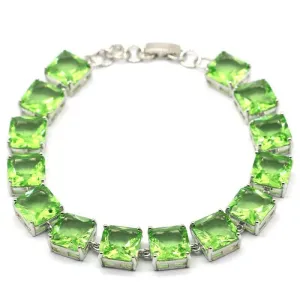 14k White Gold Plated Simulated Green Tsavorite Tennis Bracelet