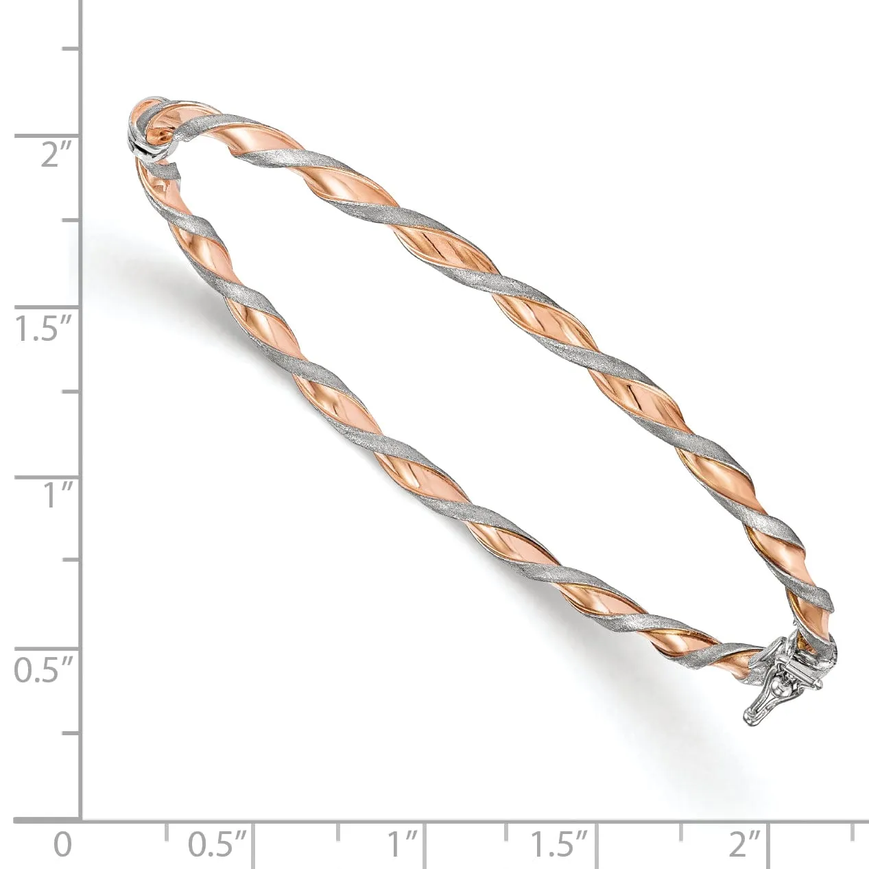 14k White Gold Rose Gold Tone Twisted Bangle