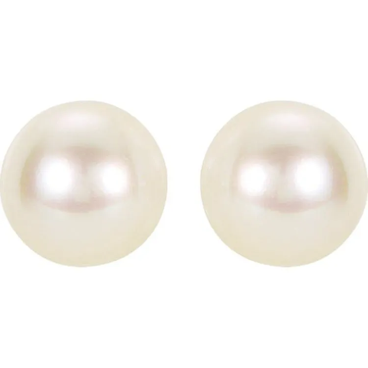 14K Yellow 5 mm Cultured White Akoya Pearl Earrings