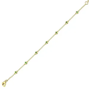 14k Yellow Gold Emerald Gemstone Diamond by the Yard Bracelet