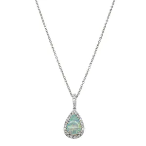 18ct White Gold .76ct Opal & Diamond Sierra Pendant