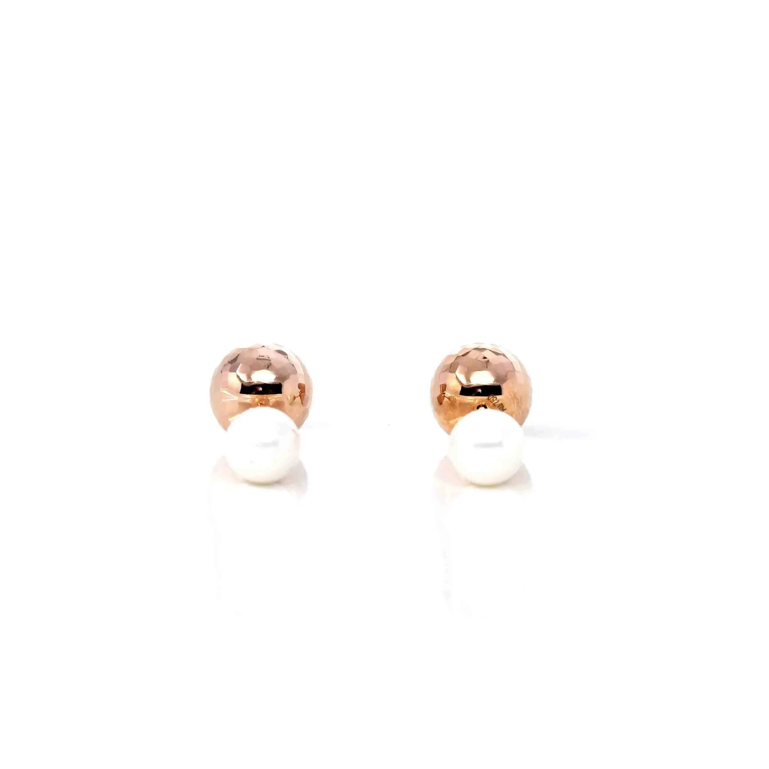 18k Classic Rose Gold Pearl Earrings 2 in 1