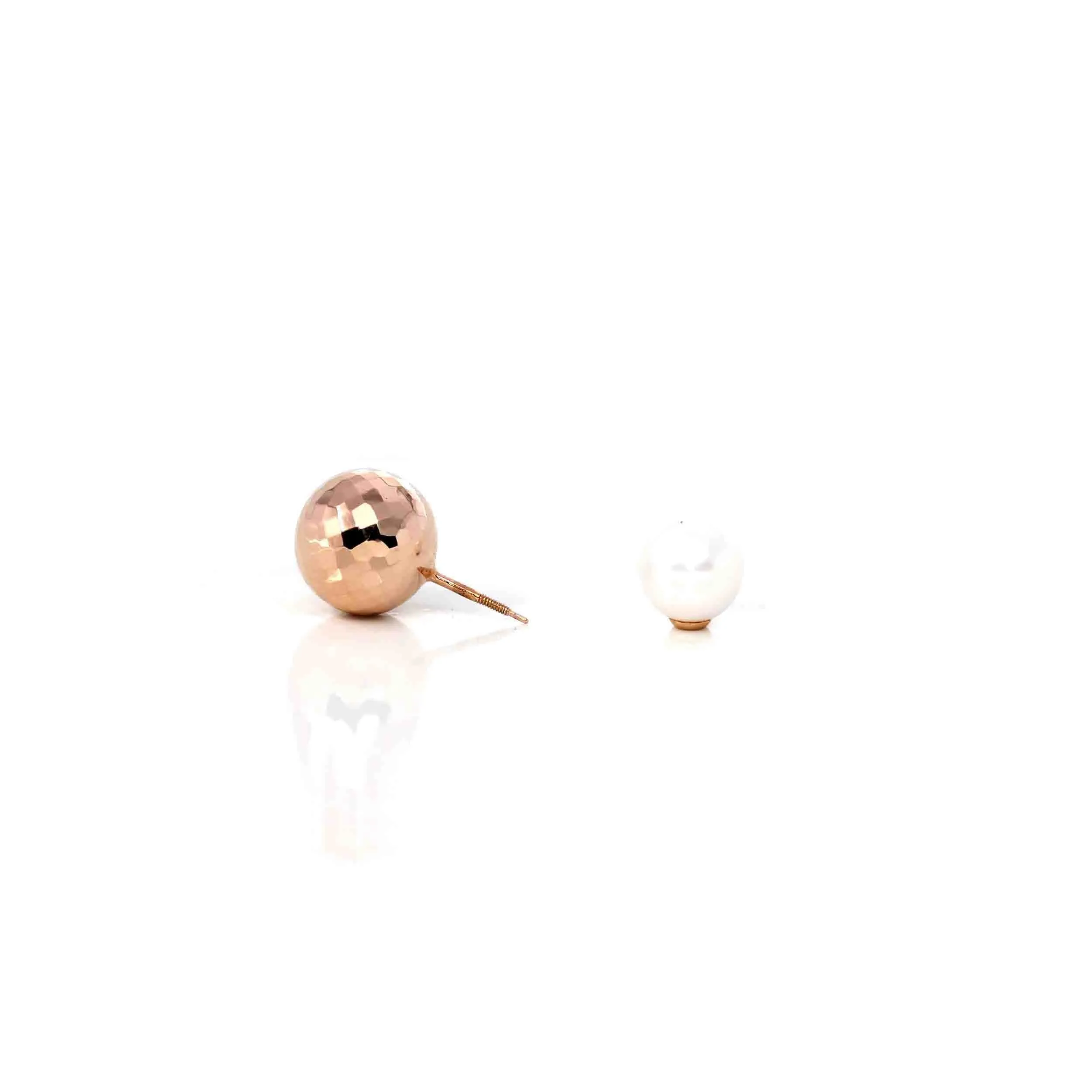 18k Classic Rose Gold Pearl Earrings 2 in 1