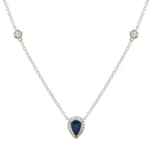 18k Gold Blue Sapphire & Diamond Necklace