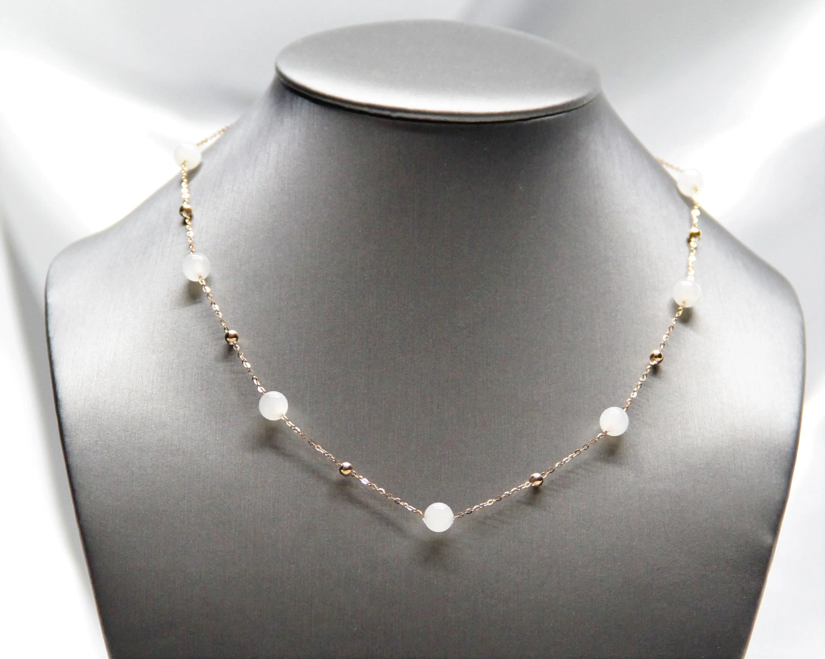 18k White Jade Starry Necklace #1658