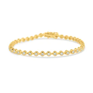 18K YELLOW GOLD BEZEL SET 1.14 CTW DIAMOND TENNIS BRACELET