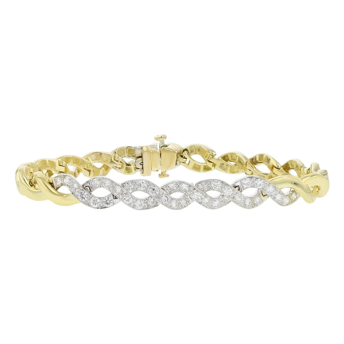 18K Yellow Gold Flexible Twist Diamond Bracelet