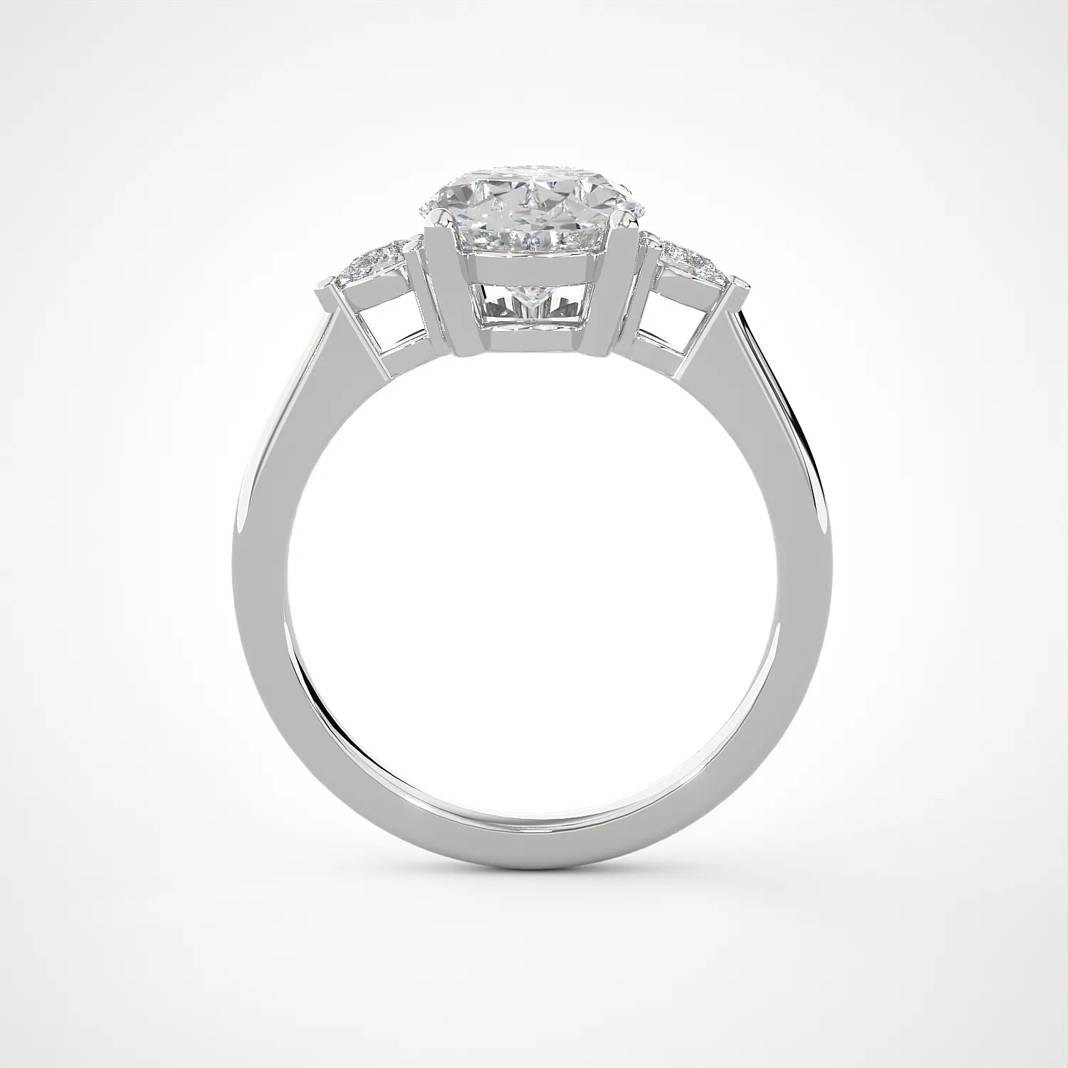 2 1/5 ctw Oval with Pear-Shaped Three Stone Lab Grown Diamond Ring