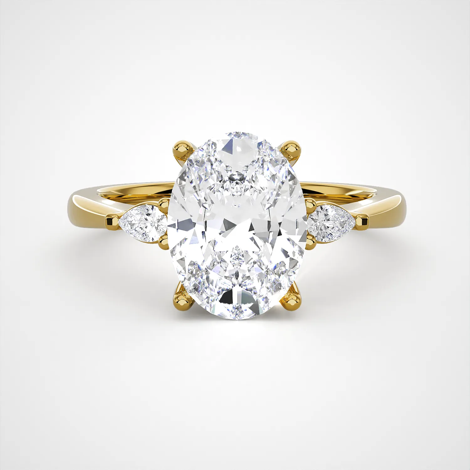 2 1/5 ctw Oval with Pear-Shaped Three Stone Lab Grown Diamond Ring