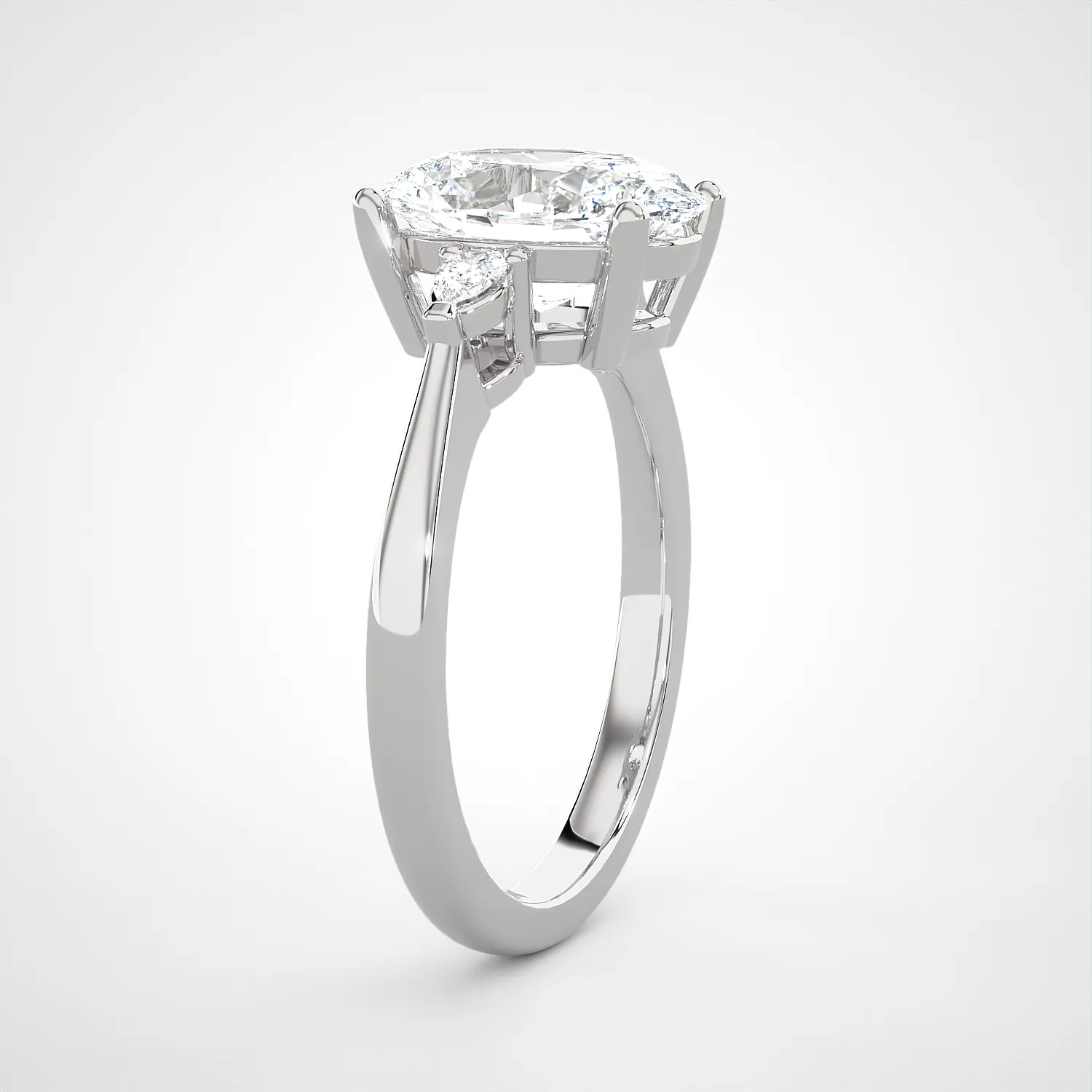 2 1/5 ctw Oval with Pear-Shaped Three Stone Lab Grown Diamond Ring