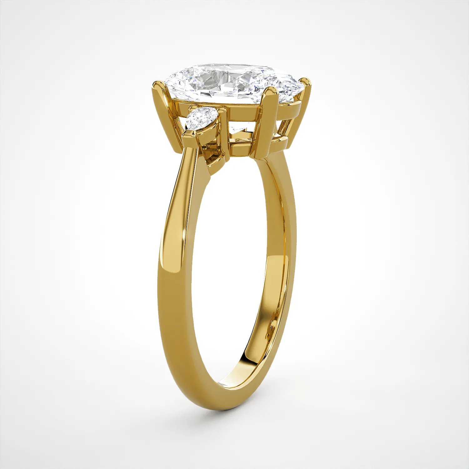 2 1/5 ctw Oval with Pear-Shaped Three Stone Lab Grown Diamond Ring