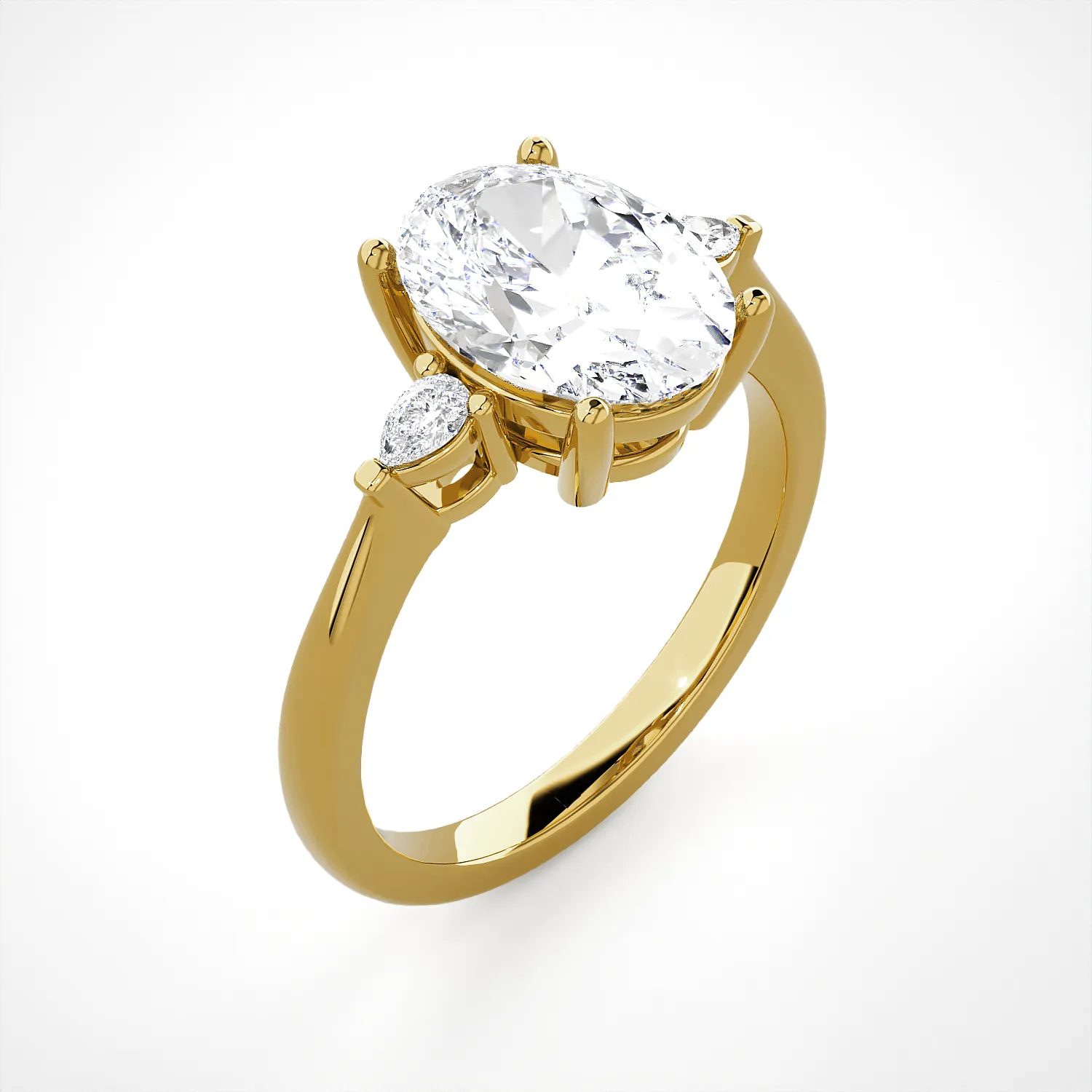 2 1/5 ctw Oval with Pear-Shaped Three Stone Lab Grown Diamond Ring