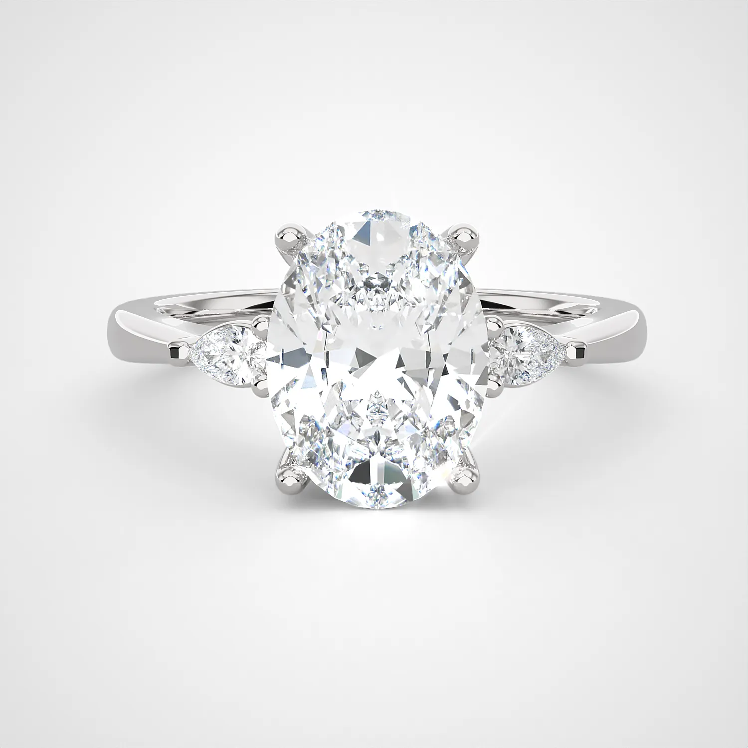 2 1/5 ctw Oval with Pear-Shaped Three Stone Lab Grown Diamond Ring