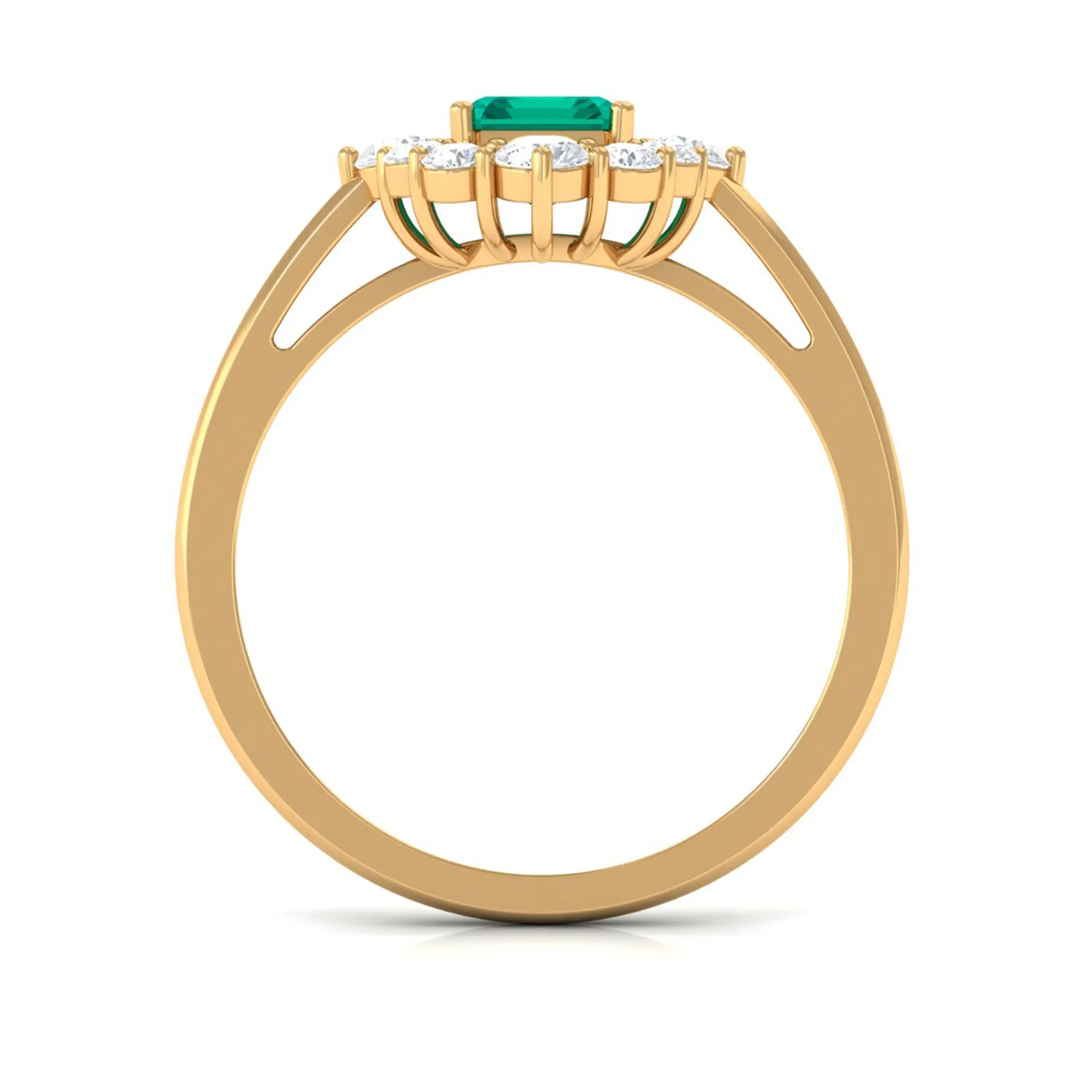 2 CT Classic Emerald Engagement Ring with Diamond Halo