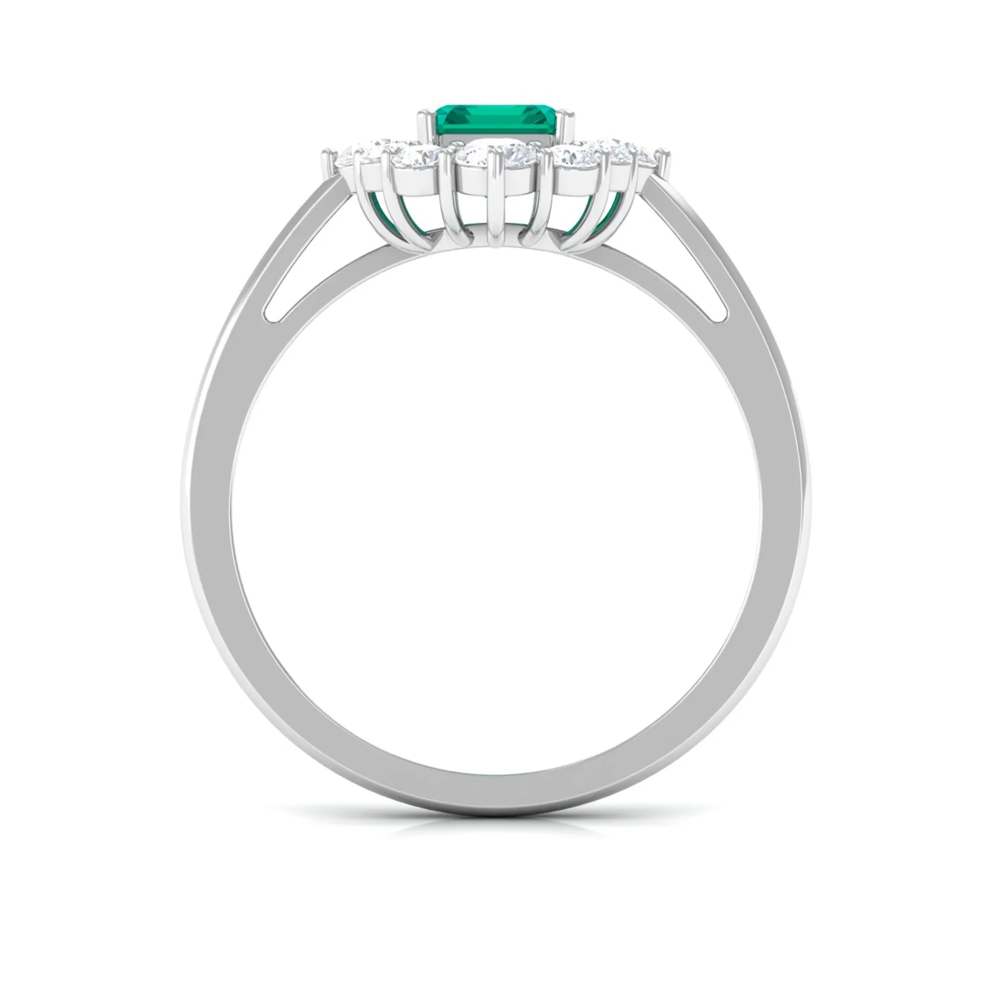 2 CT Classic Emerald Engagement Ring with Diamond Halo