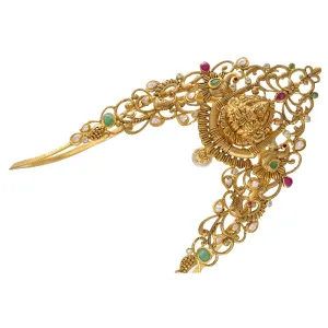 22K Yellow Gold Temple Vanki Arm Bracelet w/ Emerald, Ruby, Pearls & CZ (45.3grams)