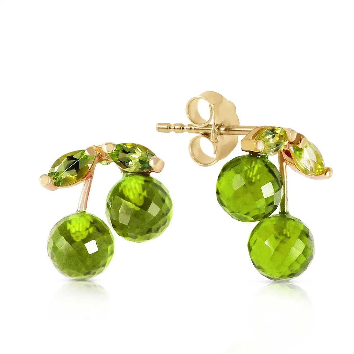 2.9 Carat 14K Solid Yellow Gold Cherry Crush Peridot Earrings