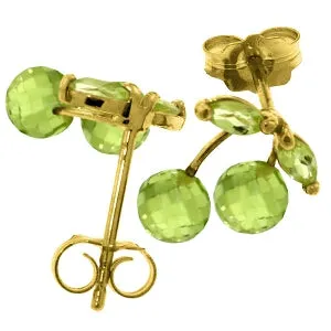 2.9 Carat 14K Solid Yellow Gold Cherry Crush Peridot Earrings