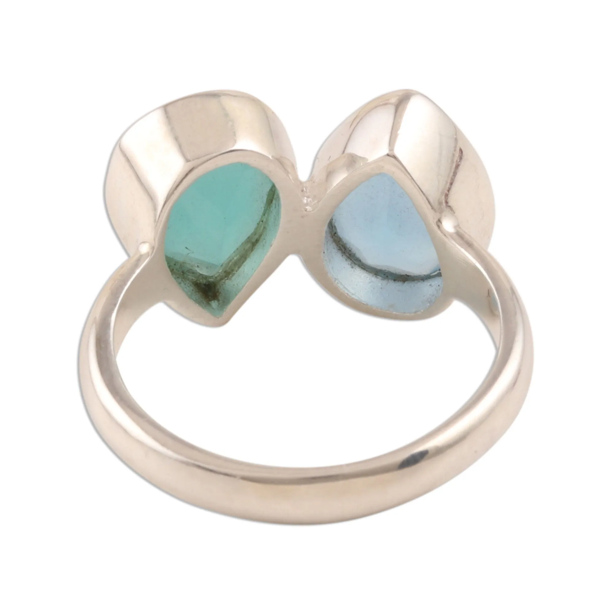 4-Carat Teardrop Chalcedony Cocktail Ring from India - Teardrop Sparkle | NOVICA