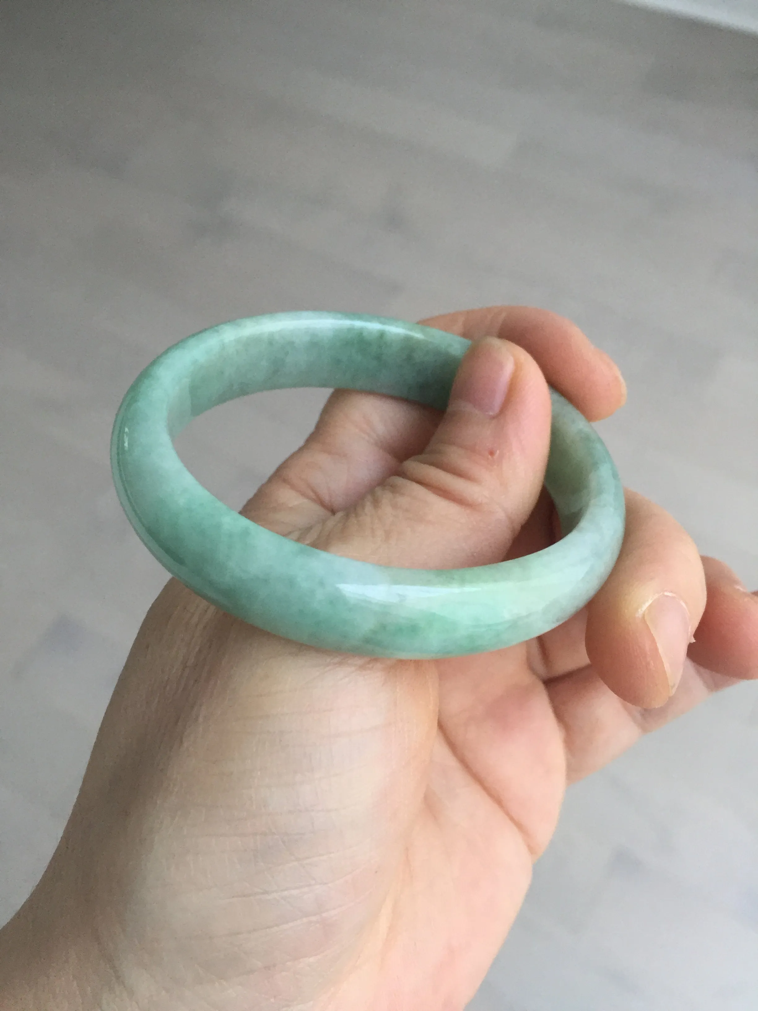 49mm Certified Type A 100% Natural apple green oval Jadeite Jade bangle BL53-326