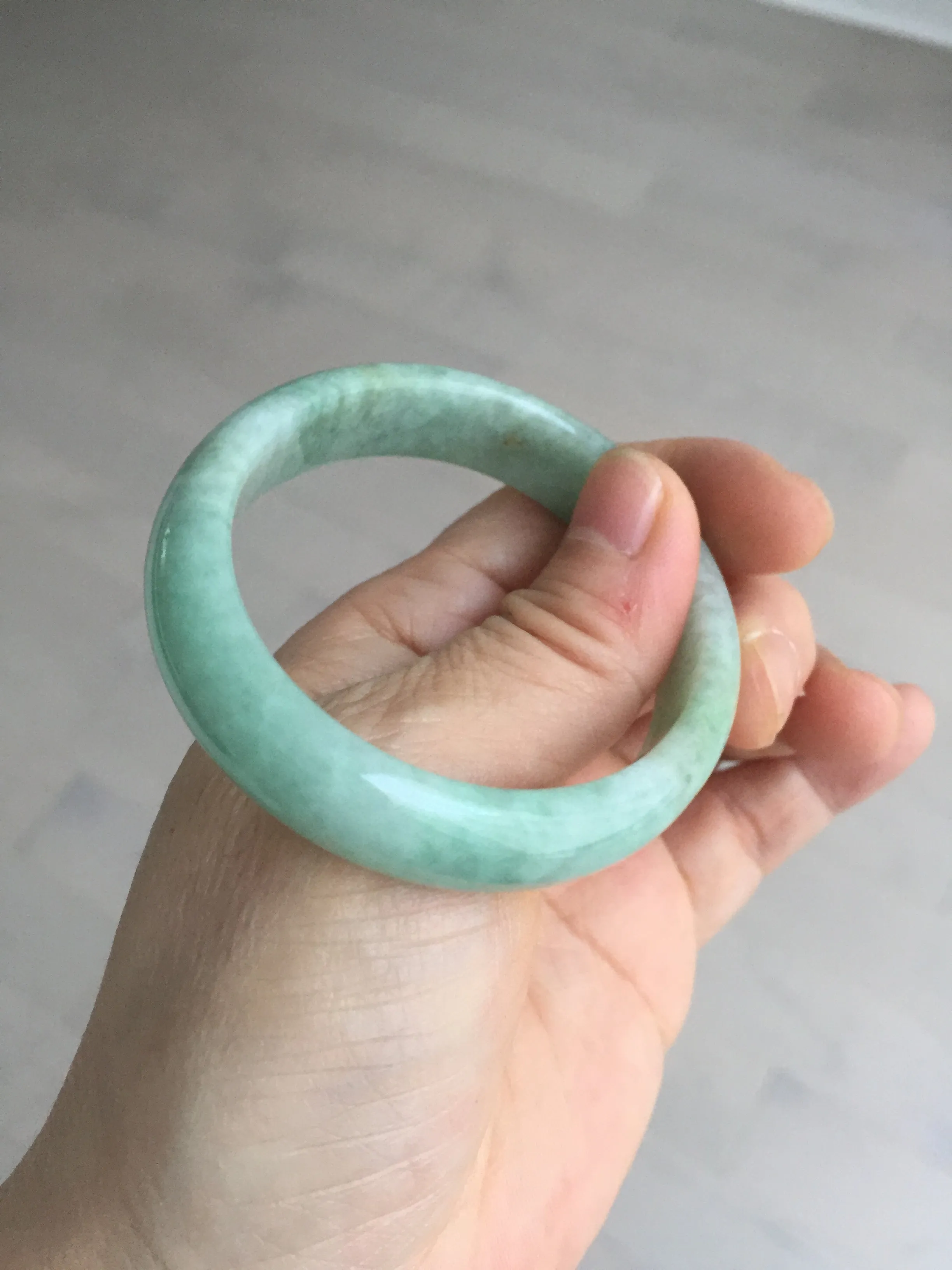 49mm Certified Type A 100% Natural apple green oval Jadeite Jade bangle BL53-326