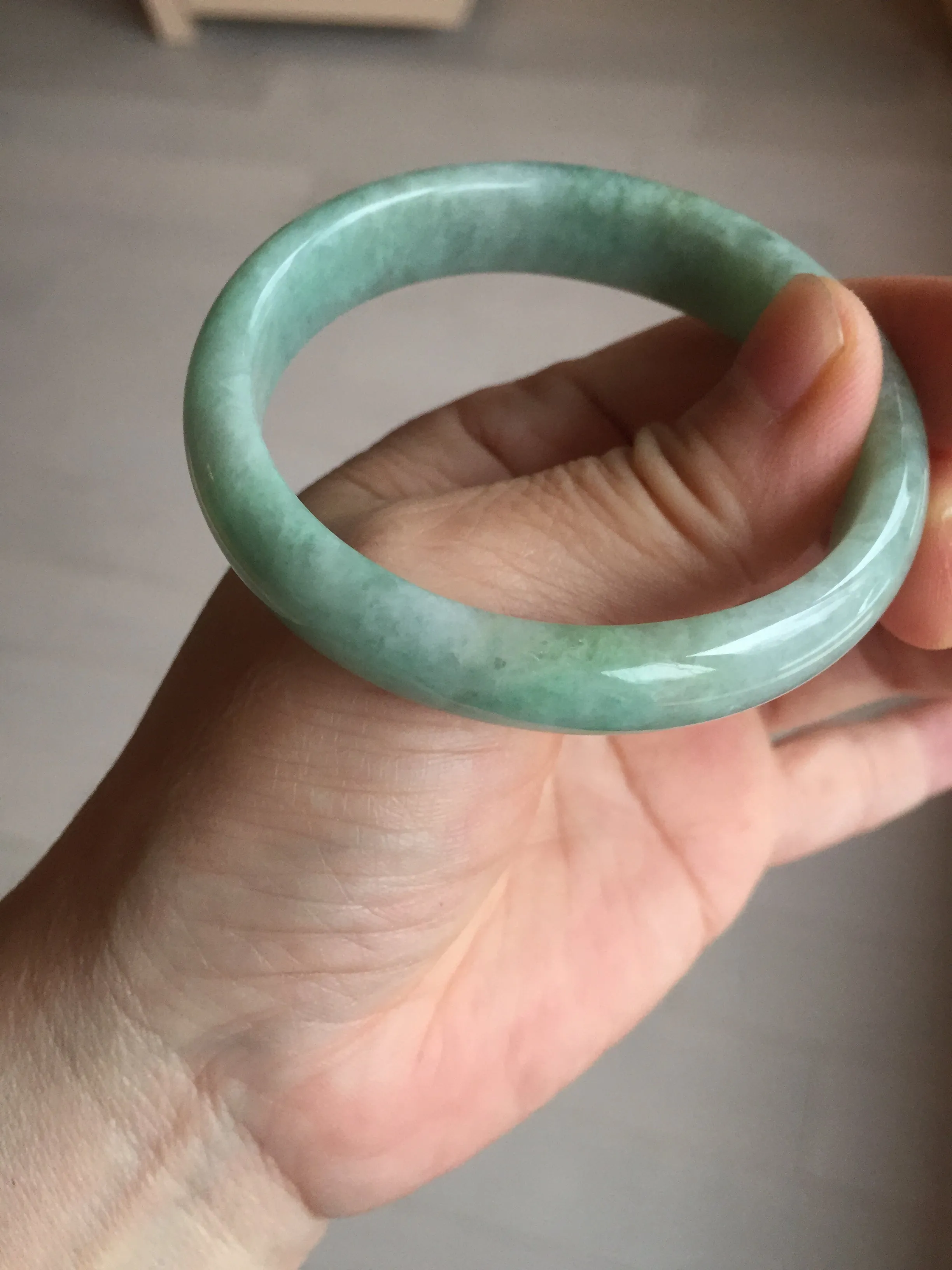 49mm Certified Type A 100% Natural apple green oval Jadeite Jade bangle BL53-326