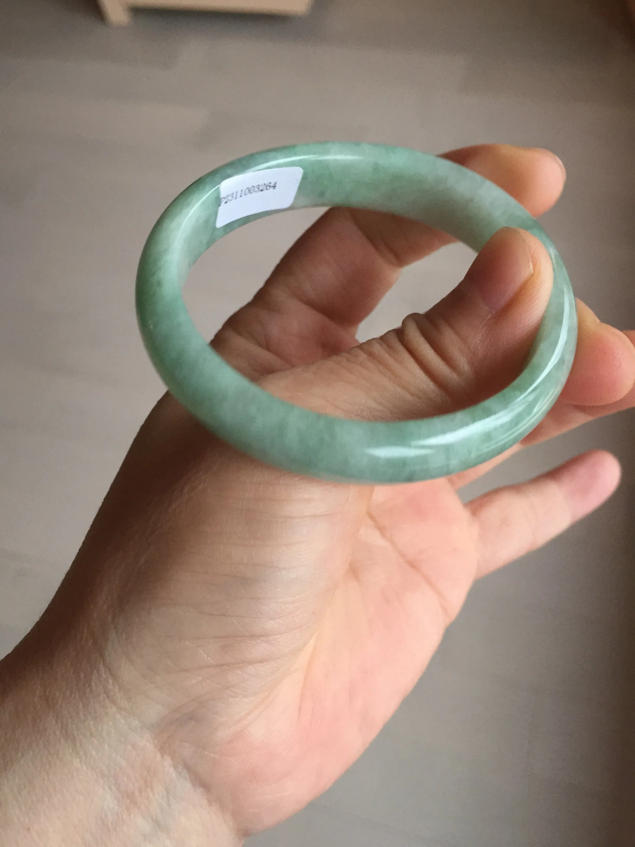 49mm Certified Type A 100% Natural apple green oval Jadeite Jade bangle BL53-326