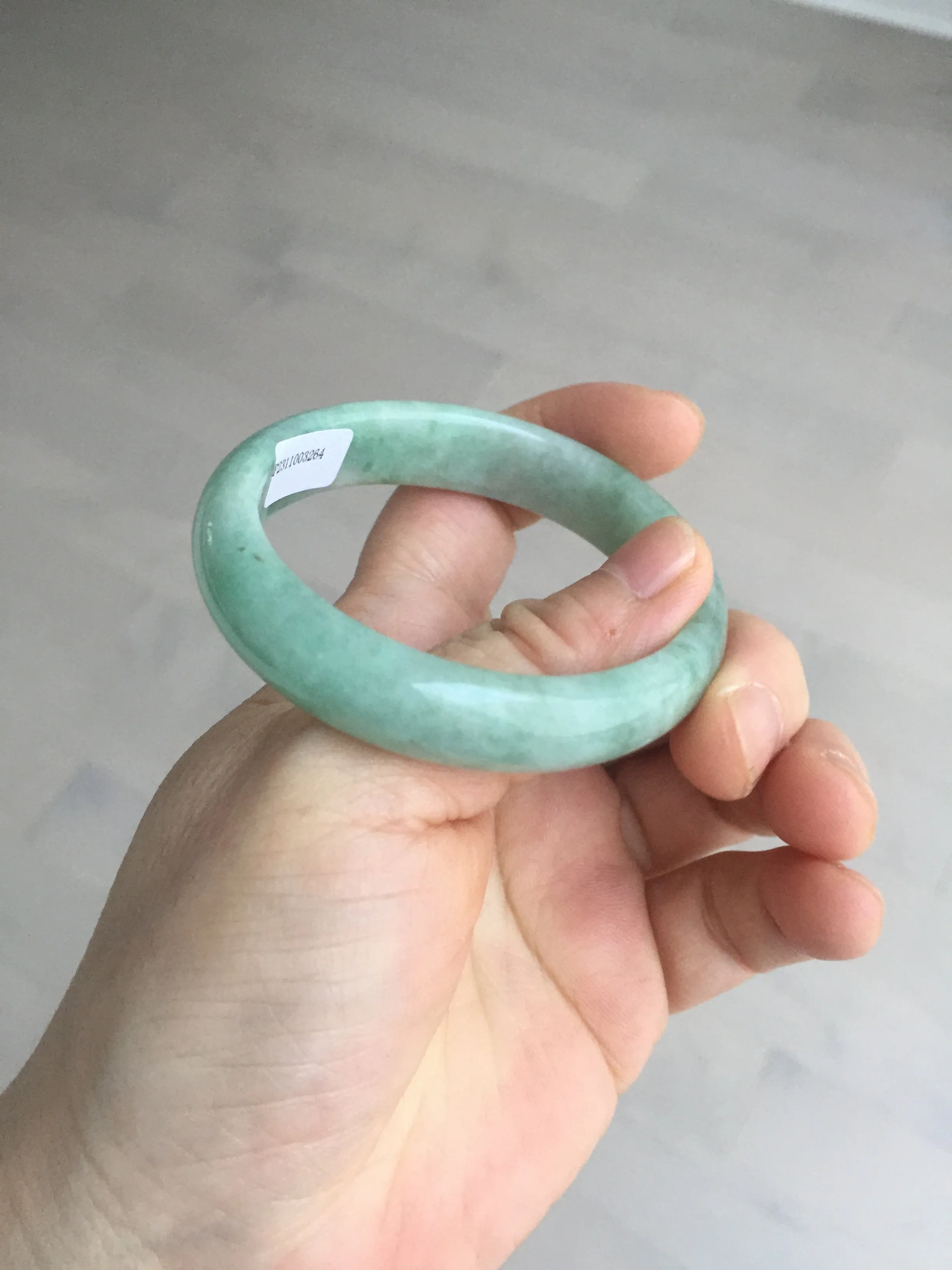 49mm Certified Type A 100% Natural apple green oval Jadeite Jade bangle BL53-326