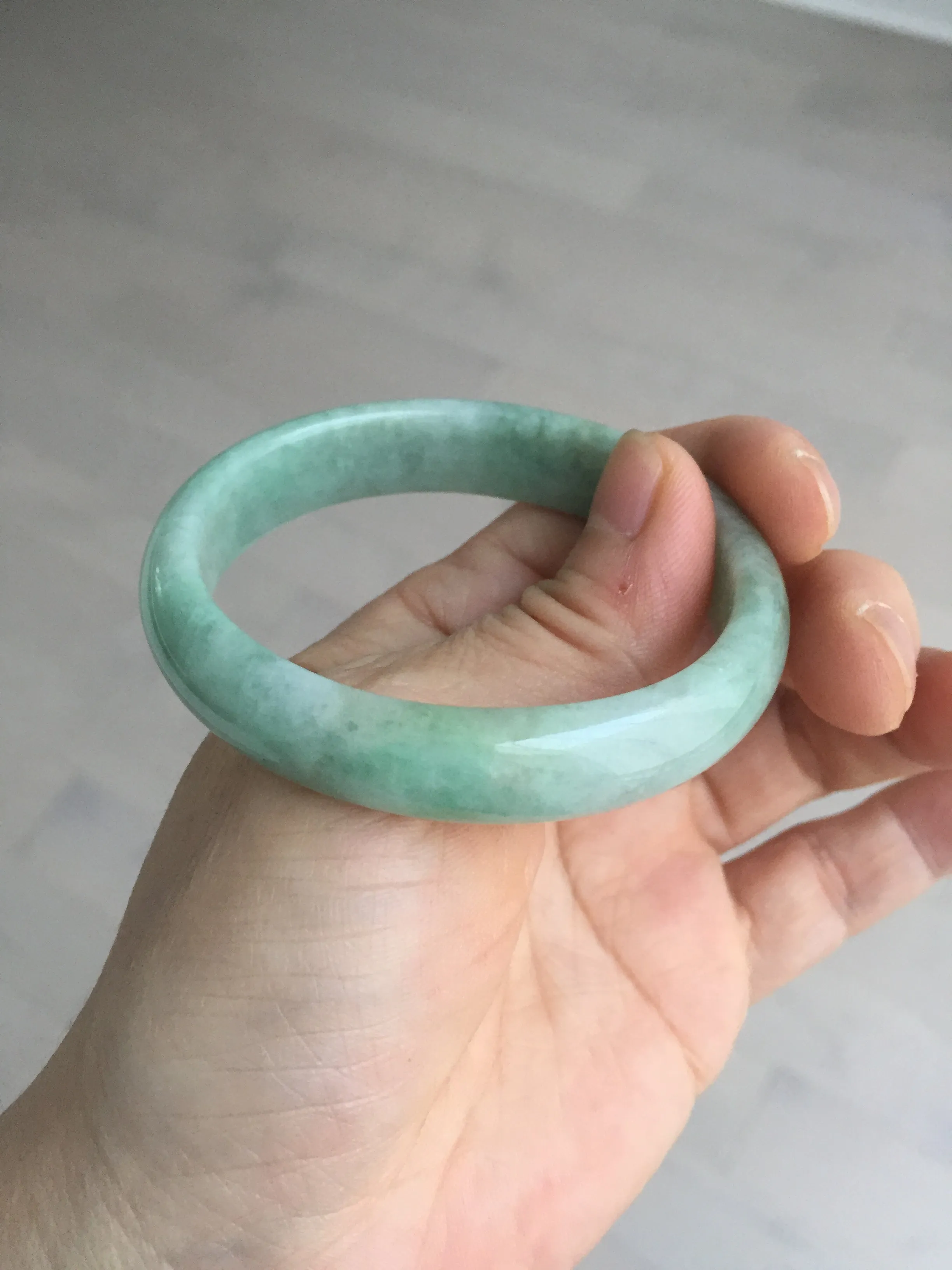 49mm Certified Type A 100% Natural apple green oval Jadeite Jade bangle BL53-326