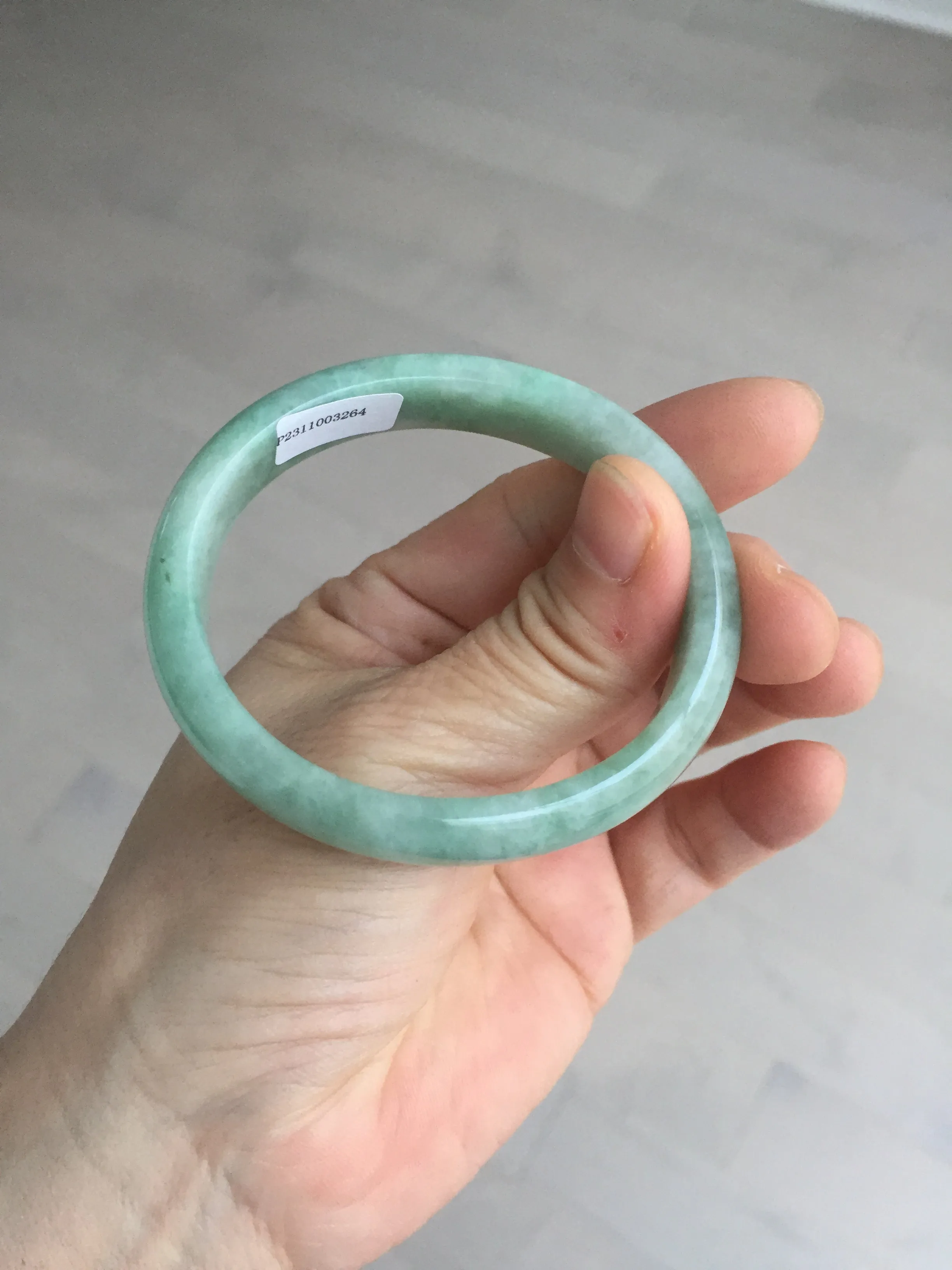 49mm Certified Type A 100% Natural apple green oval Jadeite Jade bangle BL53-326