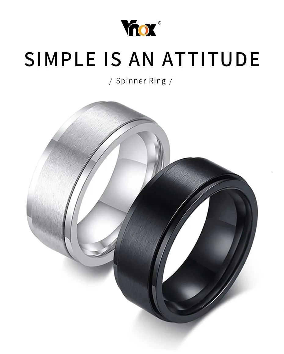 6/8mm Spinner Ring Men Ladies Stress Release Accessory Classic Stainless Steel Wedding Band Casual Sport Jewellery