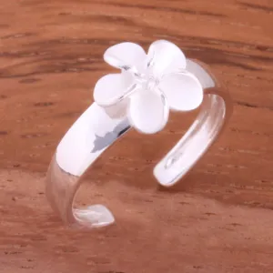 8mm Plumeria with Clear CZ Toe Ring