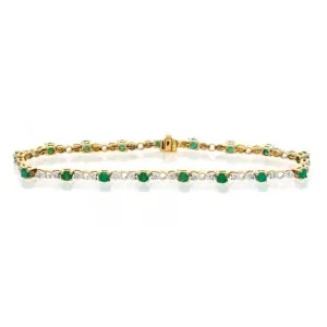 Acotis Diamonds 9K Gold 0.17ct Diamond Emerald Bracelet G1376