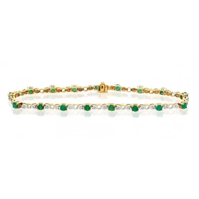 Acotis Diamonds 9K Gold 0.17ct Diamond Emerald Bracelet G1376