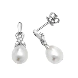 Acotis Silver 925 Zirconia & Pearl Drop Earrings G51175