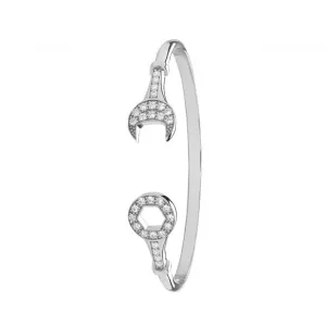 Acotis Silver Bangle Maidens Oval Zirconia Spanner G4105M