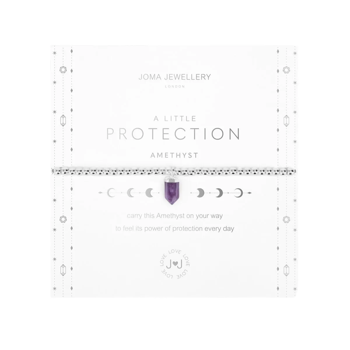 Affirmation Crystal 'Protection' Bracelet | Silver Plated with Amethyst