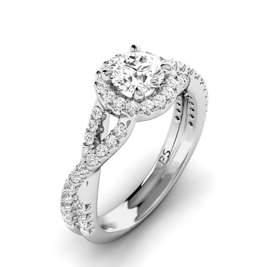 Affordable 1.00 CT Round cut Diamond Engagement Ring in 14KT White Gold